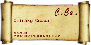 Cziráky Csaba névjegykártya